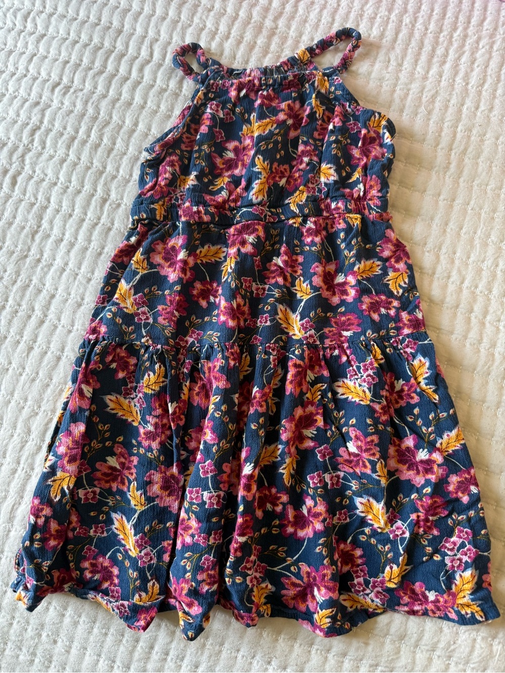 Old Navy Navy Floral Tiered Sundress with Pink & Yellow Flowers